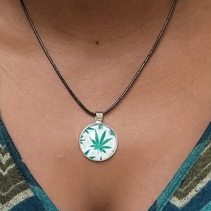 *5/25* Boho cannabis cabochon pendant